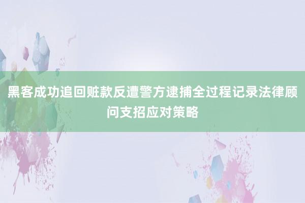 黑客成功追回赃款反遭警方逮捕全过程记录法律顾问支招应对策略