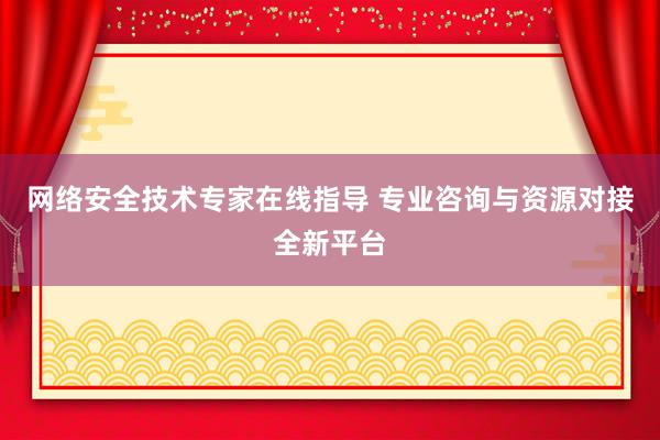 网络安全技术专家在线指导 专业咨询与资源对接全新平台